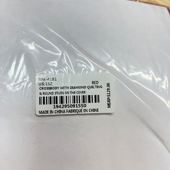 NWT Badgley Mischka Red and Gold Crossbody Bag with Quilted Design - Picture 13 of 13